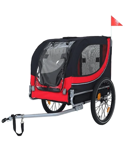 Streamdale Furniture Dog Bike Trailer - Folding 120LB Capacity All-Terrain Black/Red