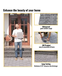 Streamdale Furniture Interlocking Deck Tiles Light Gray Acacia 12"x12" (30 Pcs)