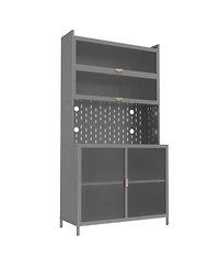 Streamdale Furniture 73" Kitchen Pantry Cabinet Flip Door Adjustable Shelves (Grey)