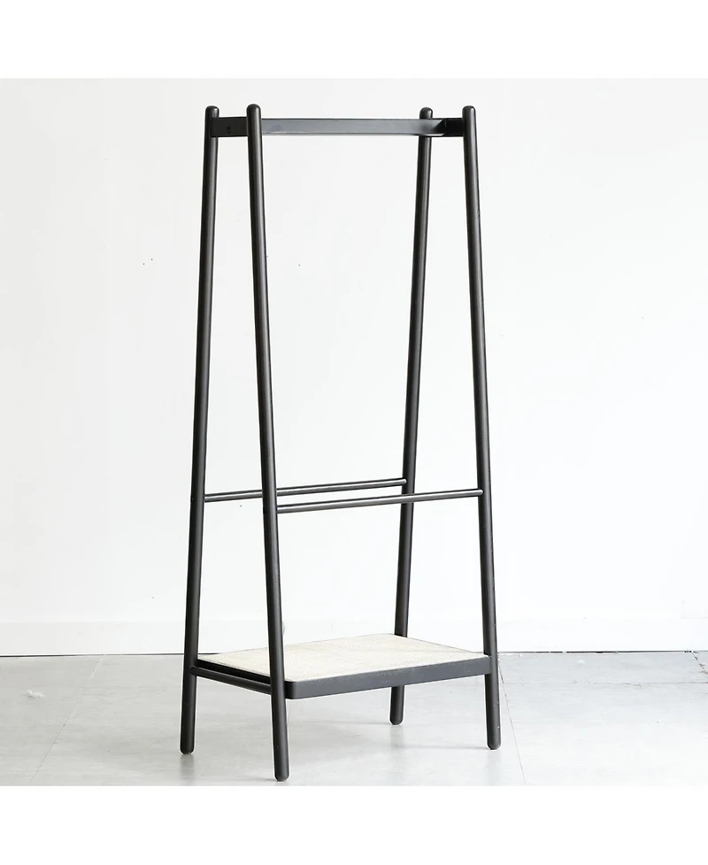 Streamdale Furniture Black Oak & Rattan Clothes Rack