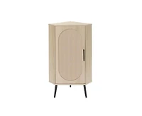 Freestanding Corner Cabinet with Rattan door
