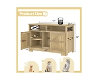 Casainc 47" Farmhouse Storage Cabinet with Double Hidden Litter Box Cat House