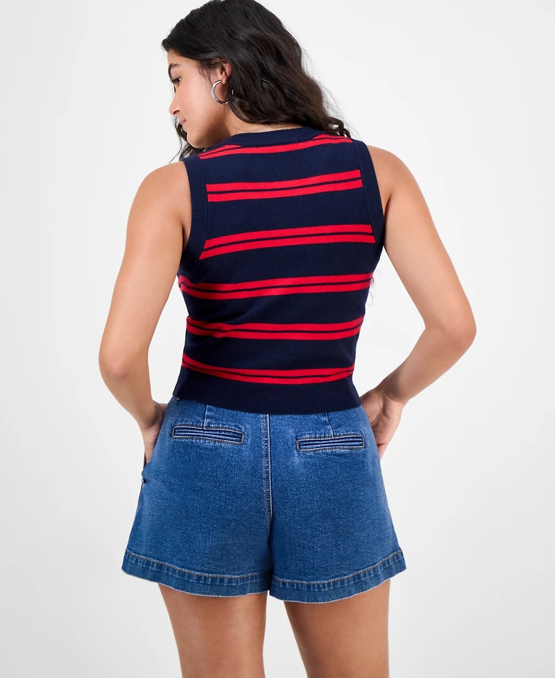 French Connection Women's Padma Striped Fine-Knit Sleeveless Sweater