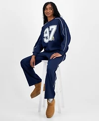 Rebellious One Juniors 97 Blossom Crewneck Sweatshirt Piped Sweatpants