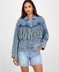 And Now This Women's Fringed Denim Jacket, Macy's Exclusive