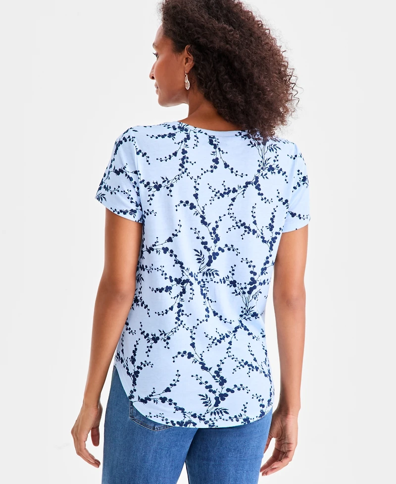 Style & Co Women's Printed Crewneck Short-Sleeve T-Shirt, Macy's Exclusive