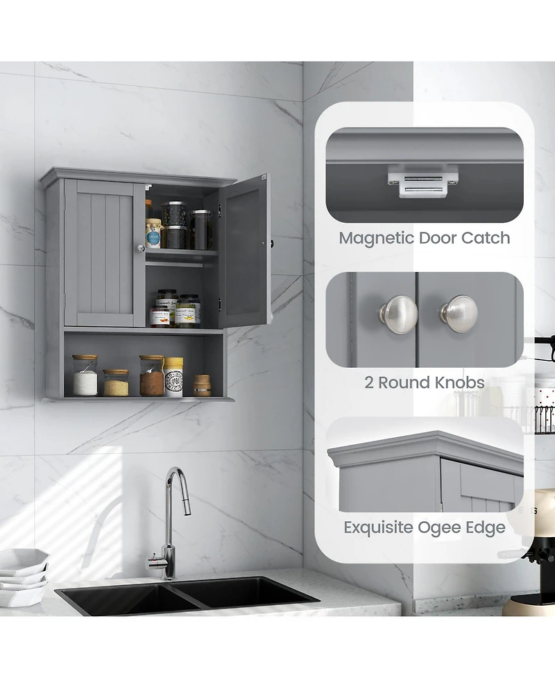 Volenca Wall Mount Bathroom Cabinet Storage Organizer with Doors and Shelves
