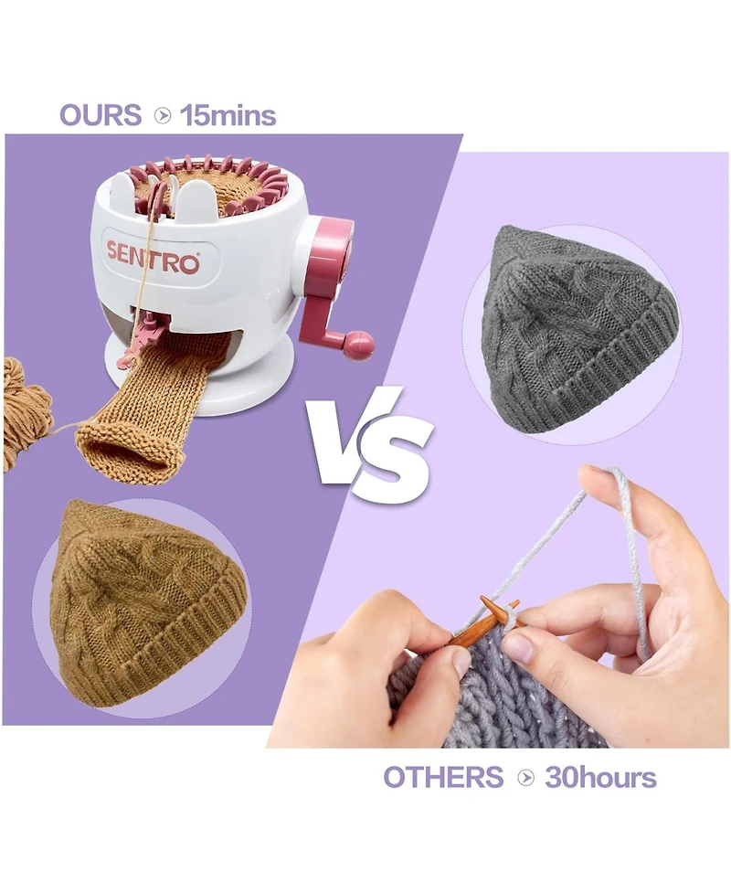 Sentro 22-Needle Pink Knitting Machine | Easy Diy Scarves & Hats | Fast Beginner & Kid-Friendly Craft Kit