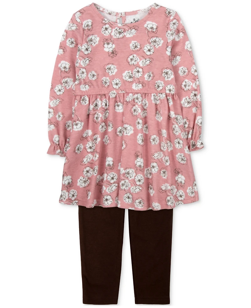 Baby Essentials Baby Girls Style Me Your Way Floral Shirt, Dress & Leggings, 3 Piece Set