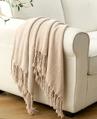 Battilo Lifestyle Chenille Throw with Fringe Tassels, 50" x 60"