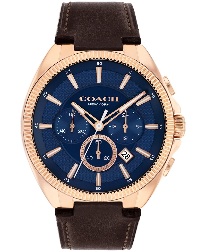 Coach Men's Jackson Dark Brown Leather Calfskin Bracelet Watch, 44mm