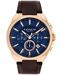 Coach Men's Jackson Dark Brown Leather Calfskin Bracelet Watch, 44mm
