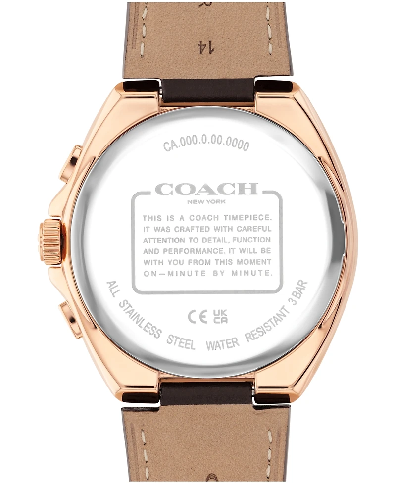 Coach Men's Jackson Dark Brown Leather Calfskin Bracelet Watch, 44mm