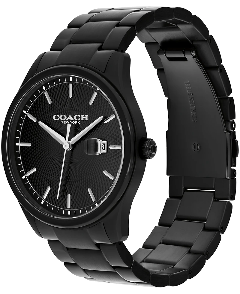 Coach Men's Oliver Black Ip Stainless Steel Bracelet Watch, 41mm