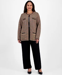 Anne Klein Plus Long-Sleeve Front-Pocket Cardigan