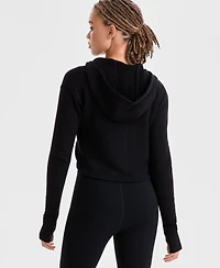 Id Ideology Women's Relaxed French Terry Cropped Hooded Cardigan, Macy's Exclusive
