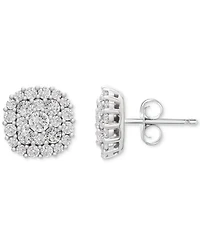 Wrapped in Love Diamond Halo Cluster Stud Earrings (2 ct. t.w.) in 14K White Gold, Exclusively at Macy's