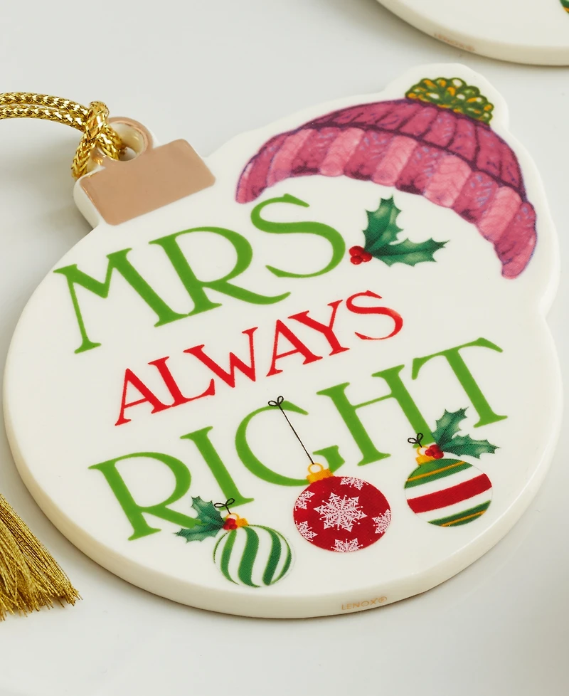 Lenox Mr. & Mrs. Ornaments, Set of 2