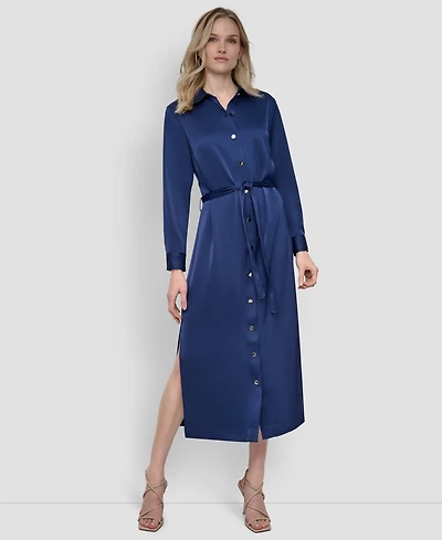 Dkny Women's Collared Long-Sleeve Shirtdress