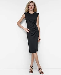 Dkny Women's Ruched Slit Sleeveless Knee-Length Dress