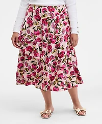 On 34th Trendy Plus Floral-Print Tiered Midi Skirt, Macy's Exclusive
