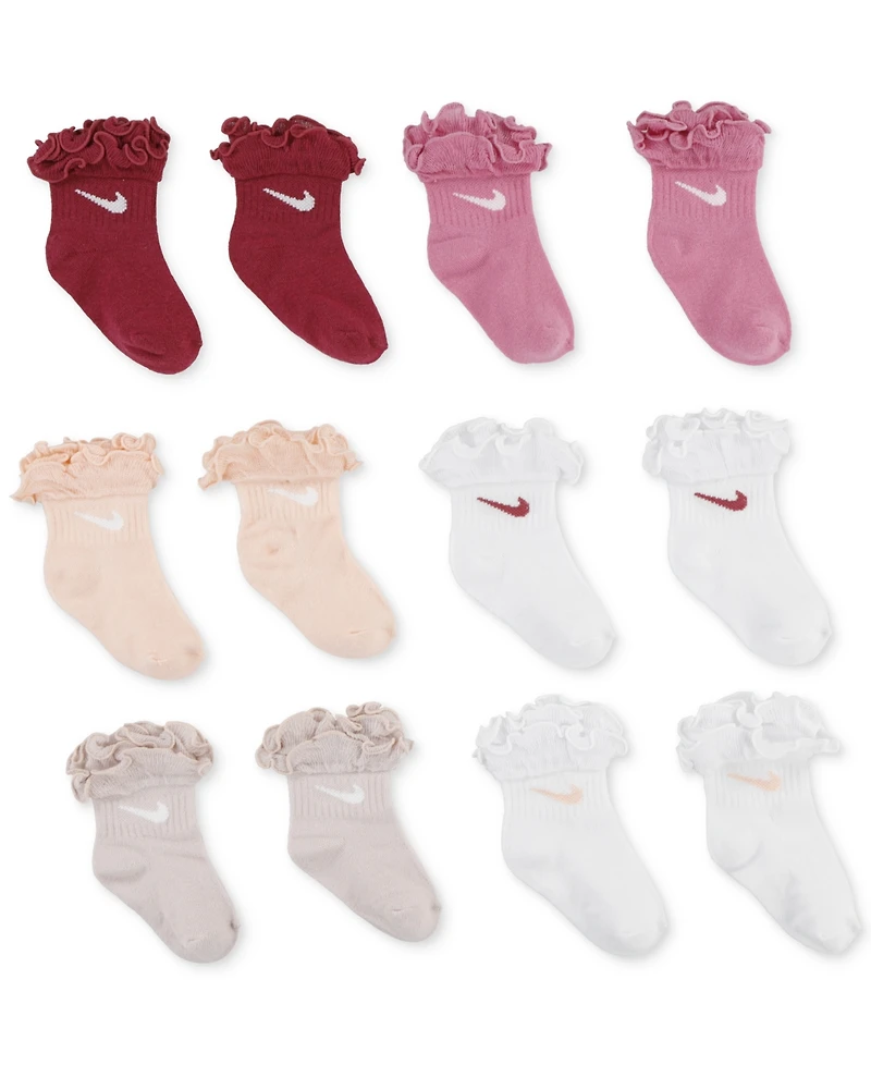 Nike Baby and Toddler Ruffled-Trim Swoosh Socks, 6 Pack