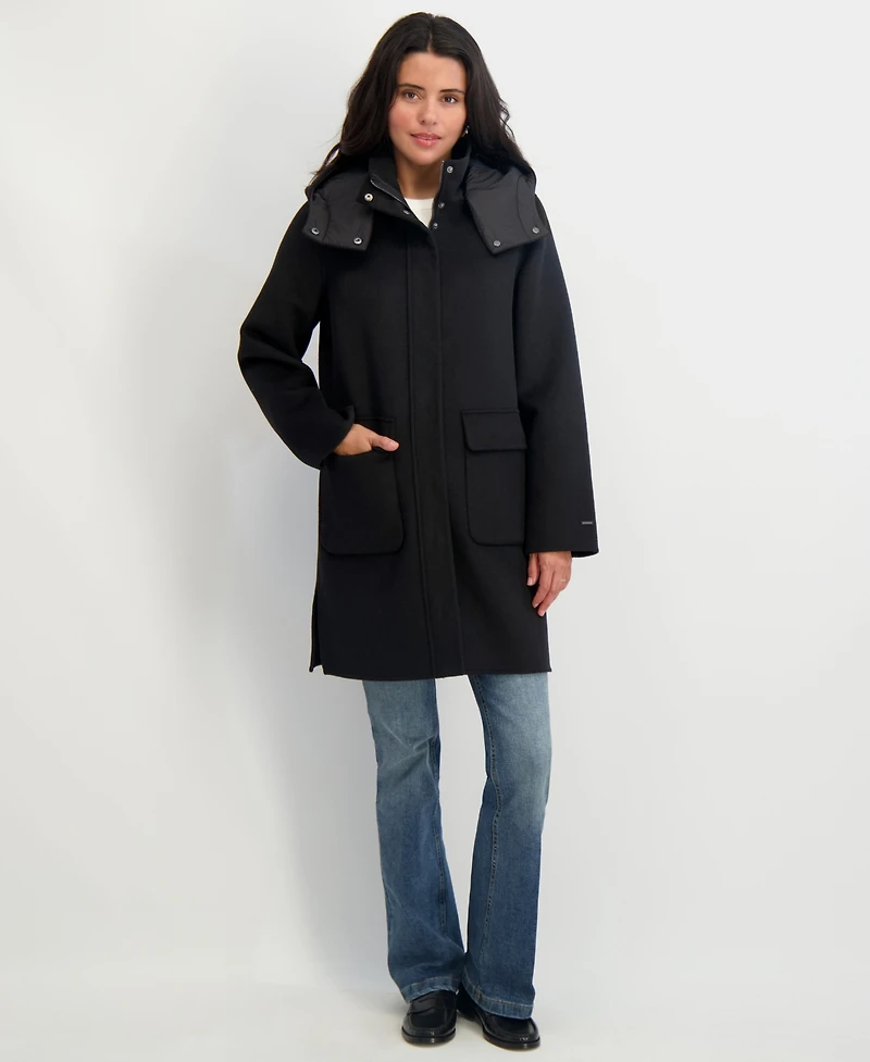 Tahari Women's Hooded Zip-Front Coat