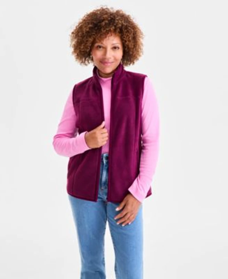 Style Co Womens Zip Front Polar Fleece Vest Pp 4x Created For Macys