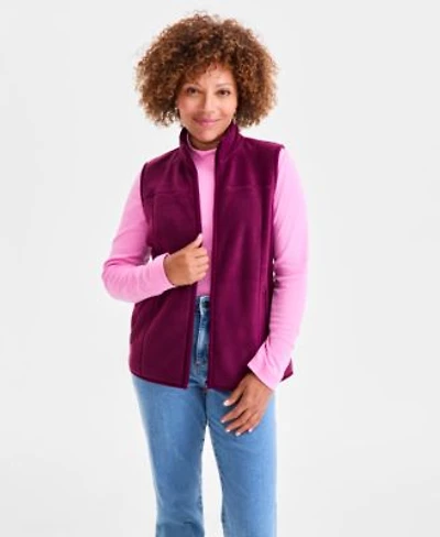 Style Co Womens Zip Front Polar Fleece Vest Pp 4x Created For Macys