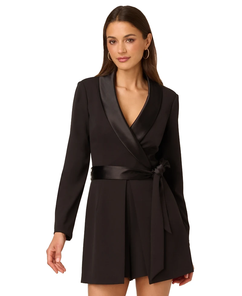 Adrianna Women's Long-Sleeve Surplice Romper Dress
