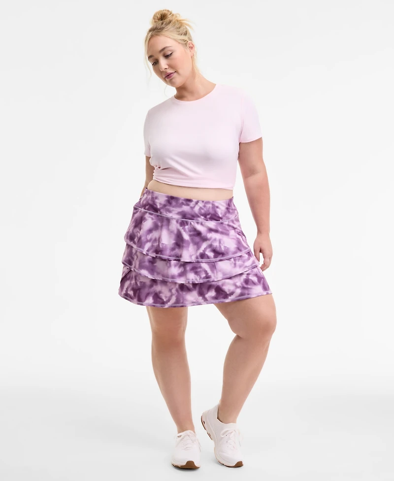 Id Ideology Plus Relaxed Smoky Dye Jersey Flounce Skort, Macy's Exclusive