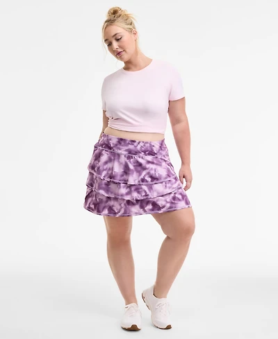 Id Ideology Plus Relaxed Smoky Dye Jersey Flounce Skort, Macy's Exclusive