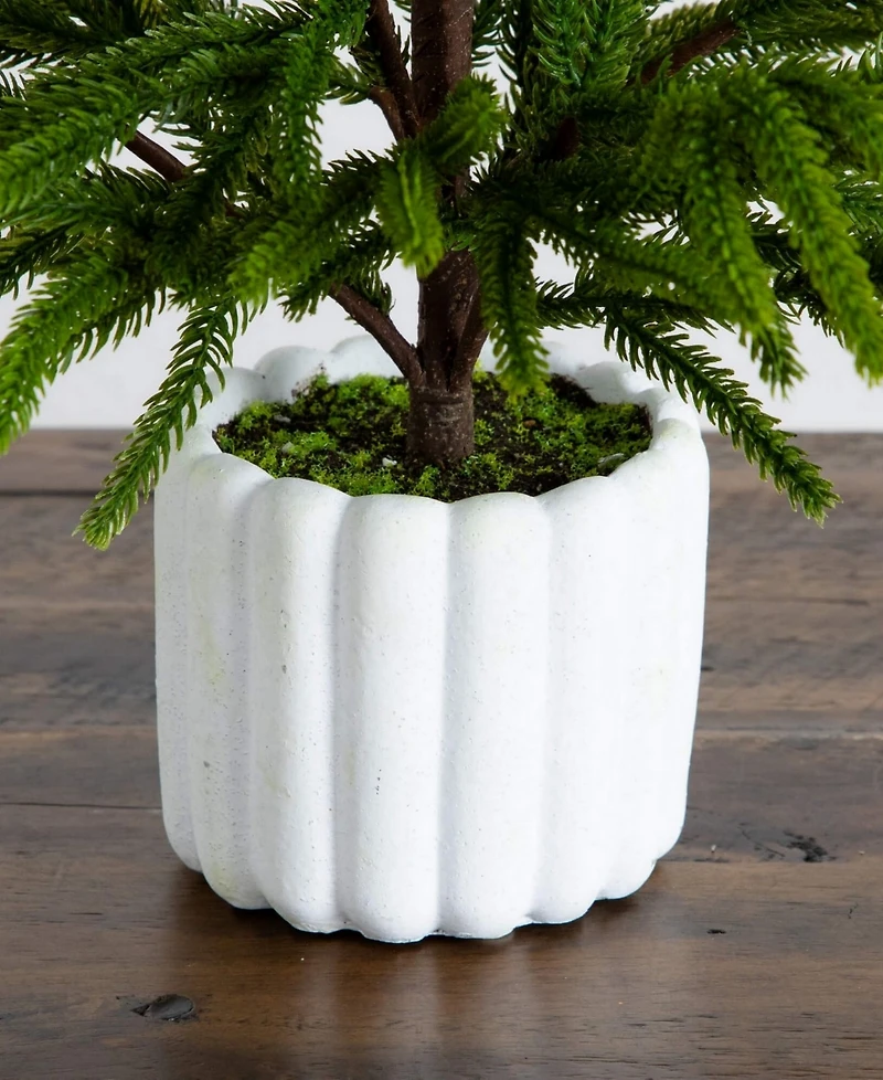Nearly Natural 22" Artificial Real Touch Norfolk Island Pine Decorative Planter
