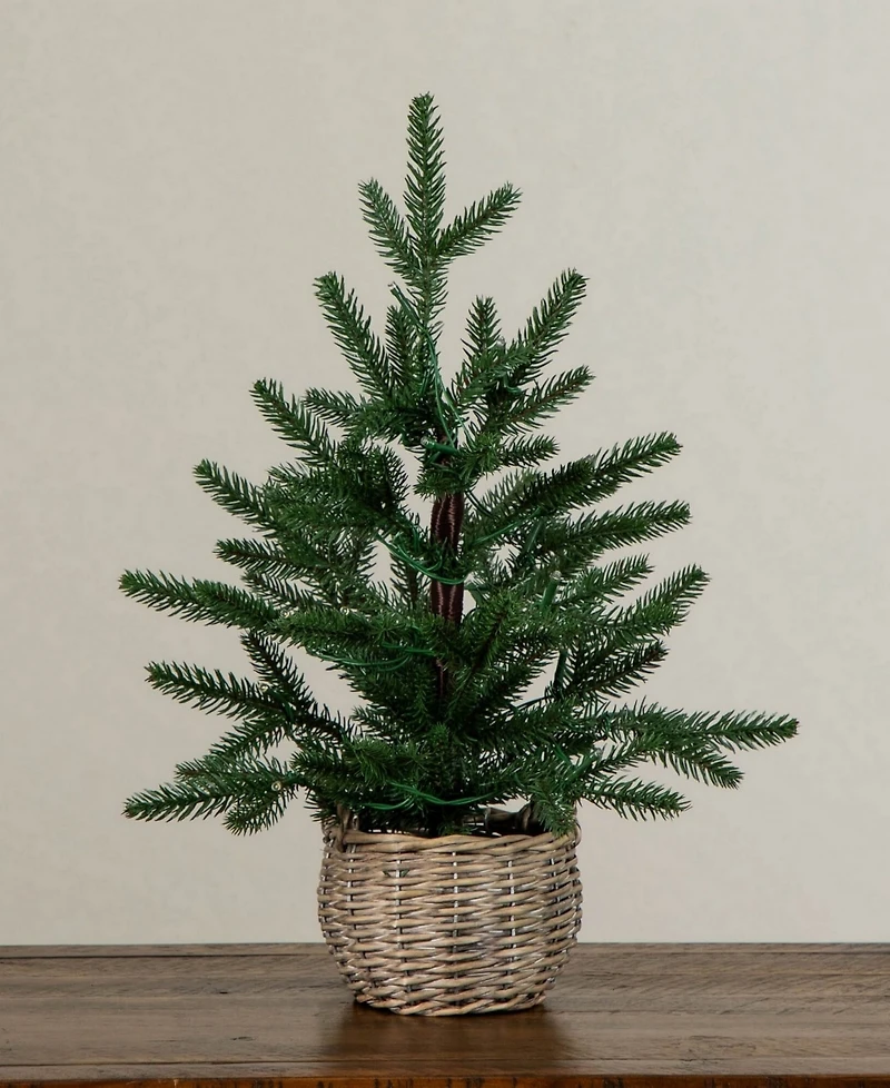 Nearly Natural 1.5" Pre-Lit Artificial Christmas Tree in Basket Led Lights