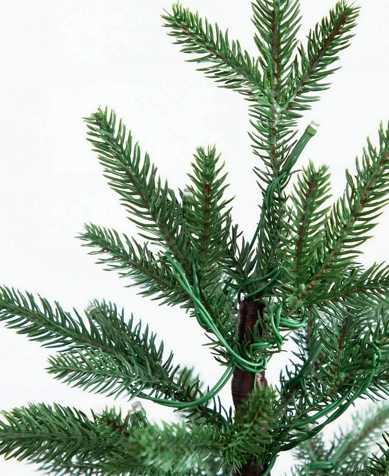 Nearly Natural 1.5" Pre-Lit Artificial Christmas Tree in Basket Led Lights