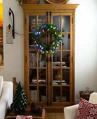 Nearly Natural 24" Pre-Lit Artificial Luxembourg Pine Christmas Wreath Bulb Led Lights