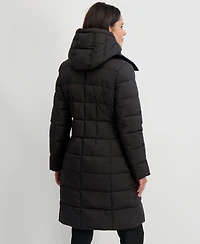 Tahari Women's Hooded Bibbed Puffer Coat
