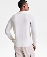 Club Room Men's Regular-Fit Cable-Knit 100% Cashmere Sweater Polo Shirt, Macy's Exclusive