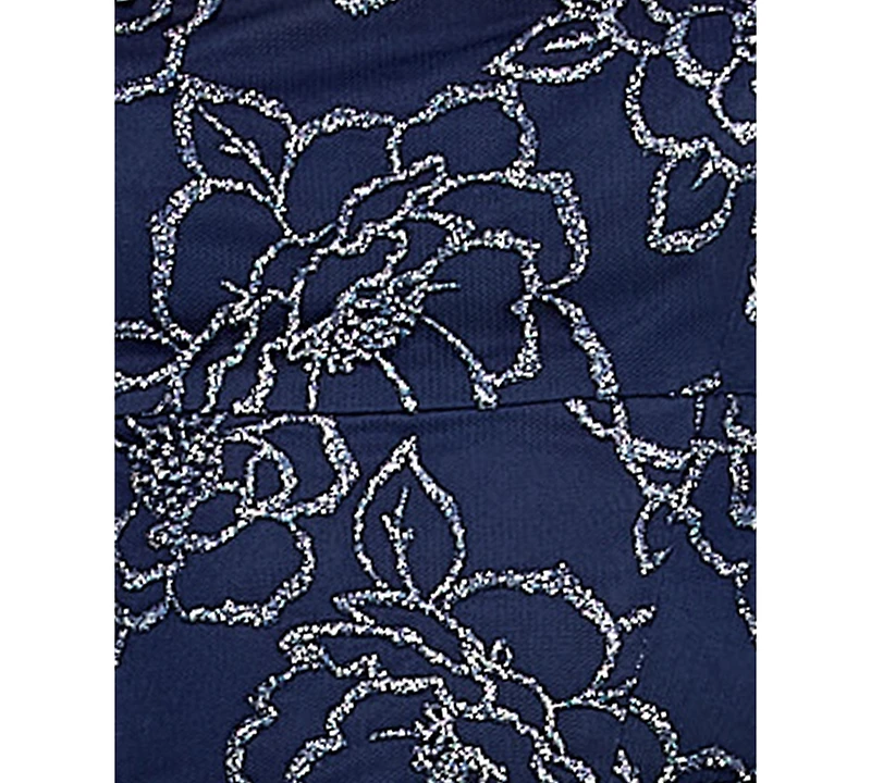 City Studios Juniors' Embroidered Mesh Fit & Flare Dress