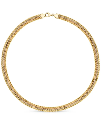Four-Row Rope Link Chain 18" Collar Necklace in 14k Tricolor Gold