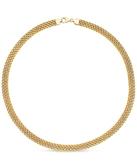 Four-Row Rope Link Chain 18" Collar Necklace in 14k Tricolor Gold