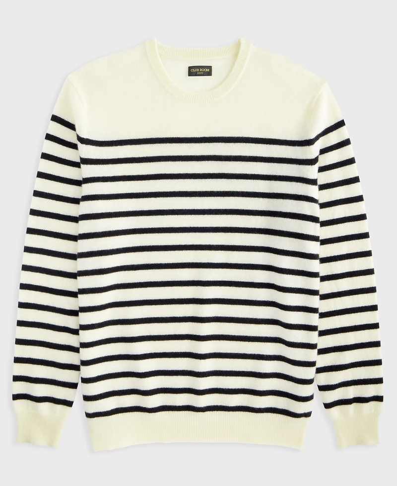 Club Room Men's Breton Regular-Fit Stripe 100% Cashmere Sweater