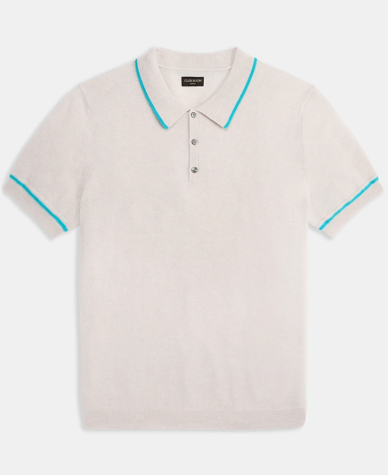 Club Room Men's Regular-Fit Tipped 100% Cashmere Sweater Polo Shirt, Macy's Exclusive