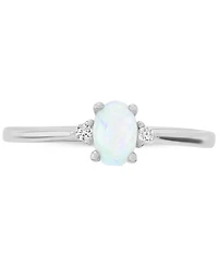 Simulated Opal (4x6mm) & Cubic Zirconia Ring in 18k Gold-Plated Sterling Silver, Created for Macy's
