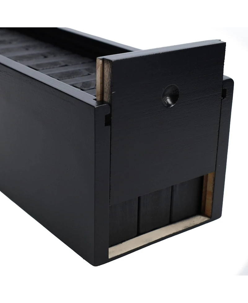 We Games Black Wooden Blocks Stacking Tower Game with Black Wooden Box, 12 in.