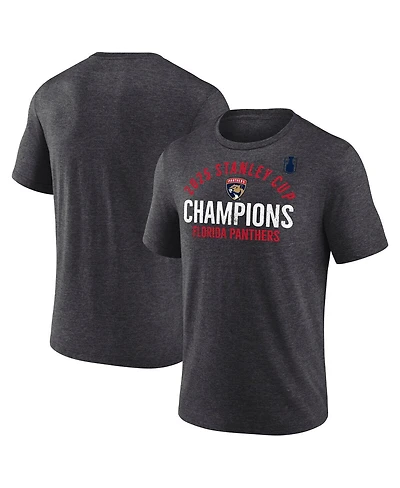 Fanatics Men's Heather Charcoal Florida Panthers 2025 Stanley Cup Champions Rush Tri-Blend T-Shirt