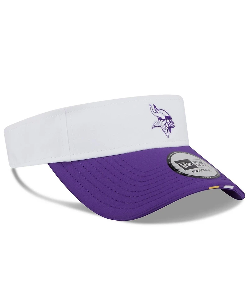 New Era Men's White/Purple Minnesota Vikings 2025 Nfl Training Camp Adjustable Visor Hat