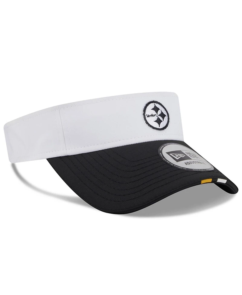 New Era Men's White/Black Pittsburgh Steelers 2025 Nfl Training Camp Adjustable Visor Hat