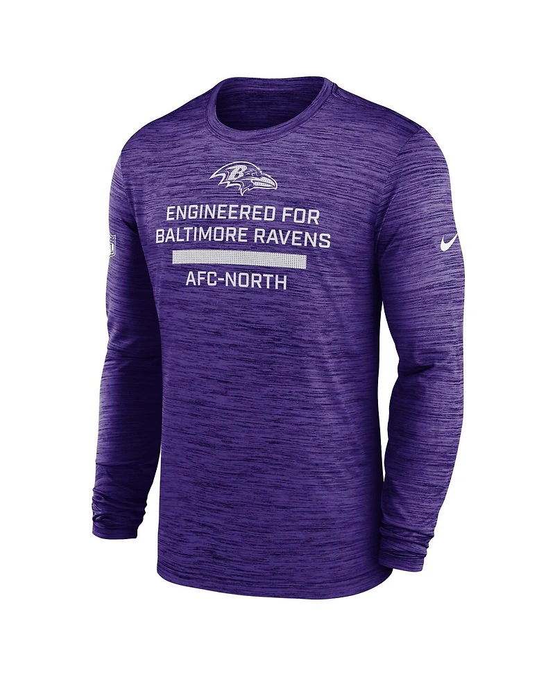 Nike Men's Purple Baltimore Ravens Sideline Velocity Performance Long Sleeve T-Shirt