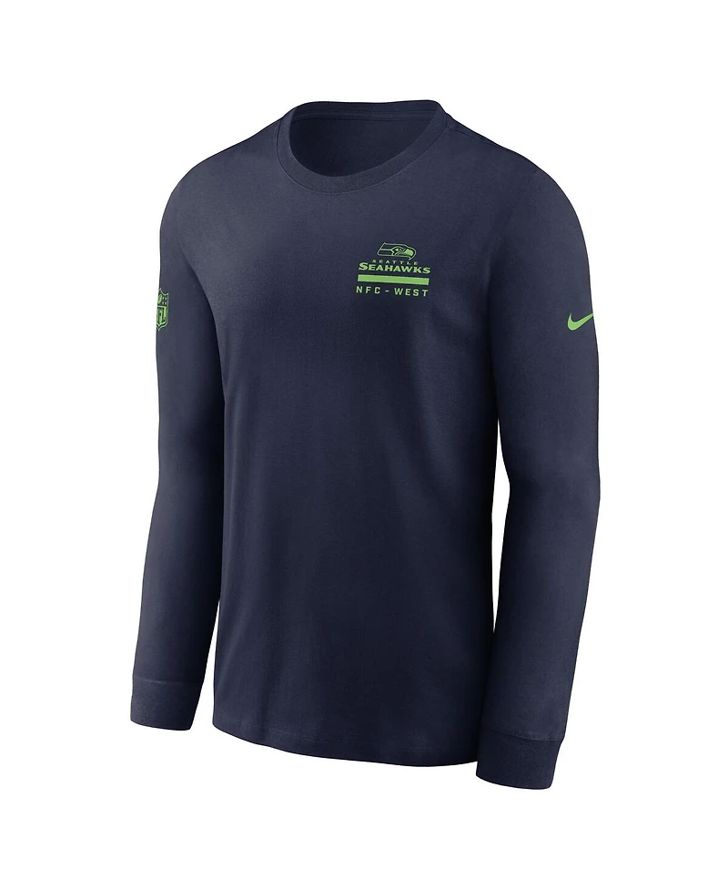 Nike Men's College Navy Seattle Seahawks Sideline Performance Long Sleeve T-Shirt